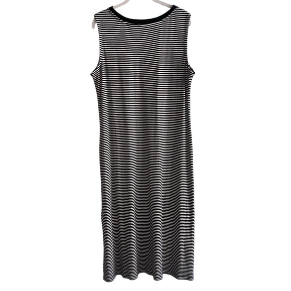 Talbots Black White Striped Sleeveless V-Neck Ribbed Maxi Dress Coastal 1X - Picture 2 of 9